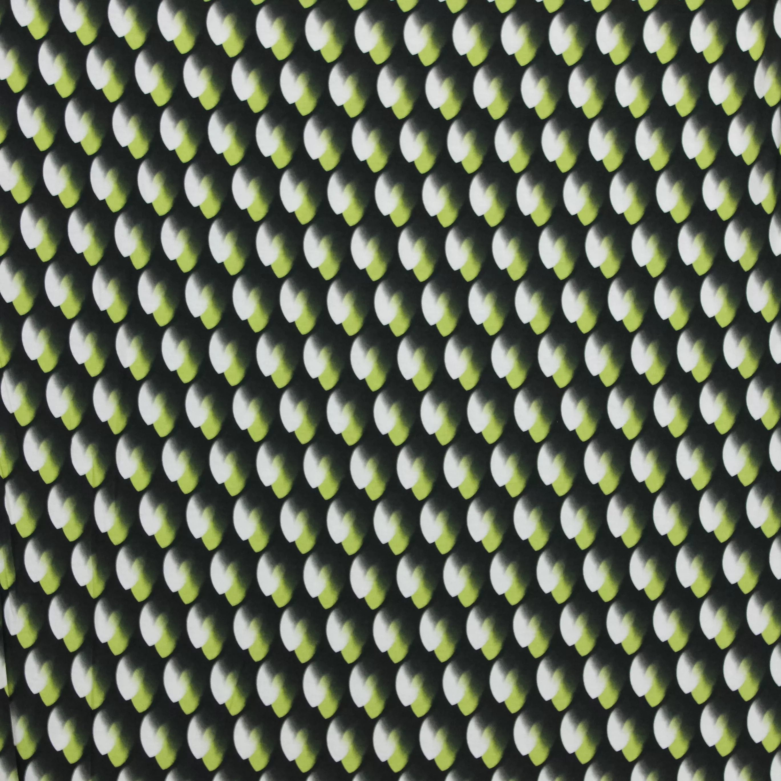 Zwarte Italiaanse viscose tricot met groen en wit motief