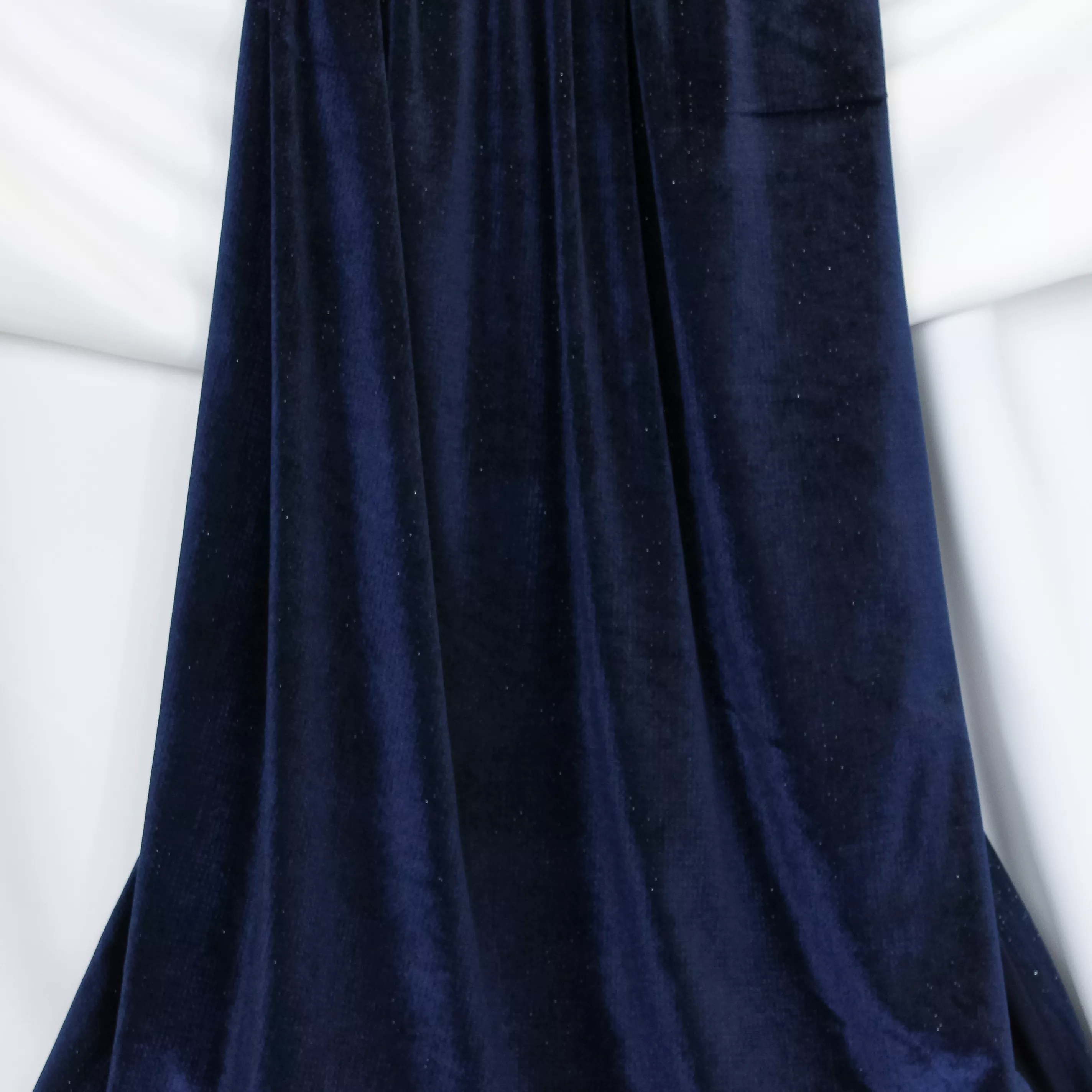 Blauwe rekbare polyester fluweel met glitters van Fibre Mood
