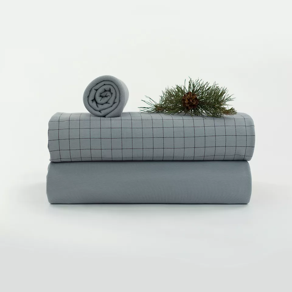 Grijze geruite french terry 'Monument Gray Thin Grid' van See You At Six