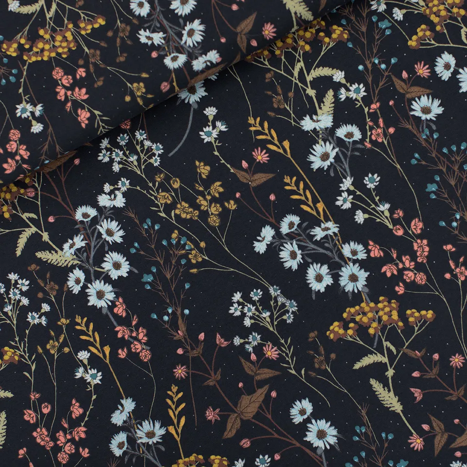 French terry 'Blue Graphite Dried Flowers' van See You At Six