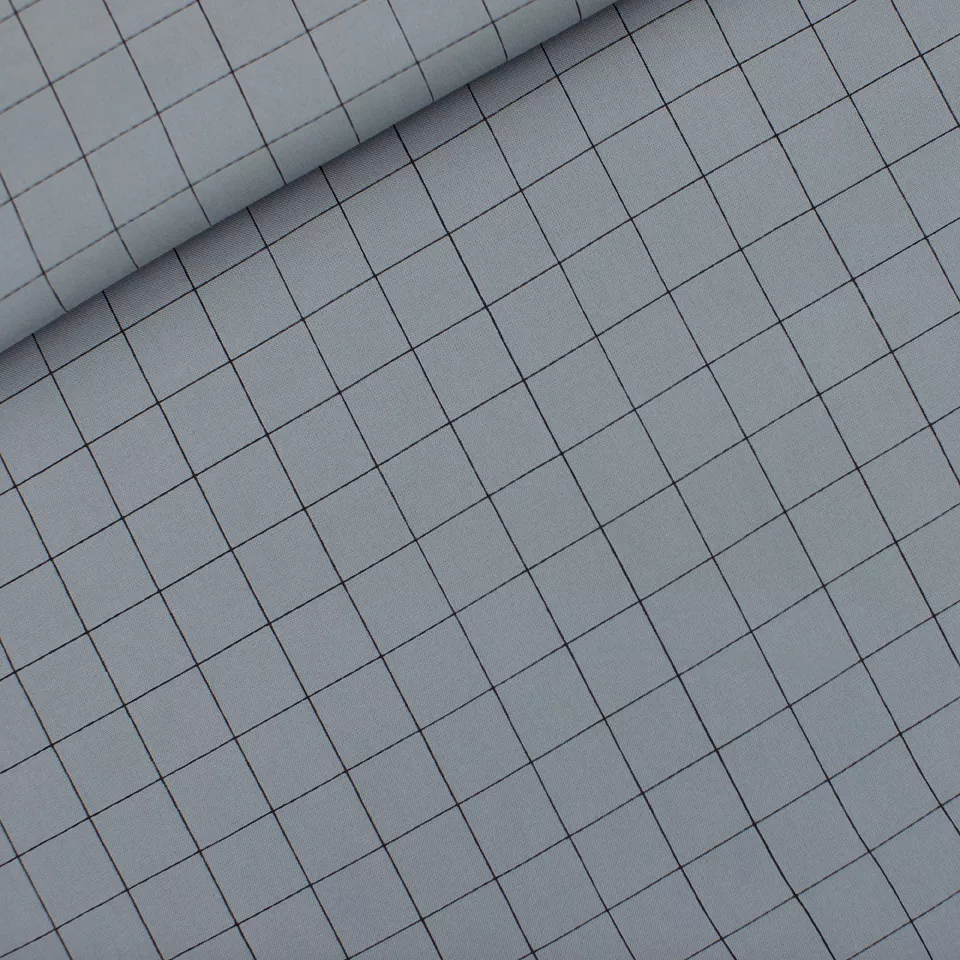 Grijze viscose met zwarte ruiten 'Monument Gray Thin Grid' van See You At Six
