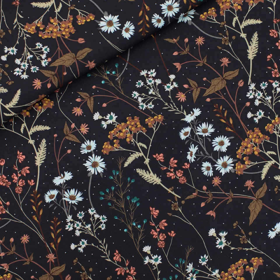 Zwarte viscose 'Dried Flowers' van See You At Six