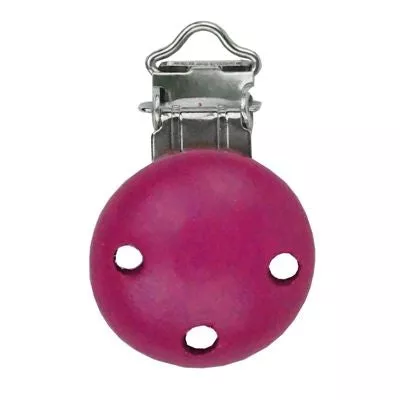 Fopspeen clip hout - fuchsia - 30 mm