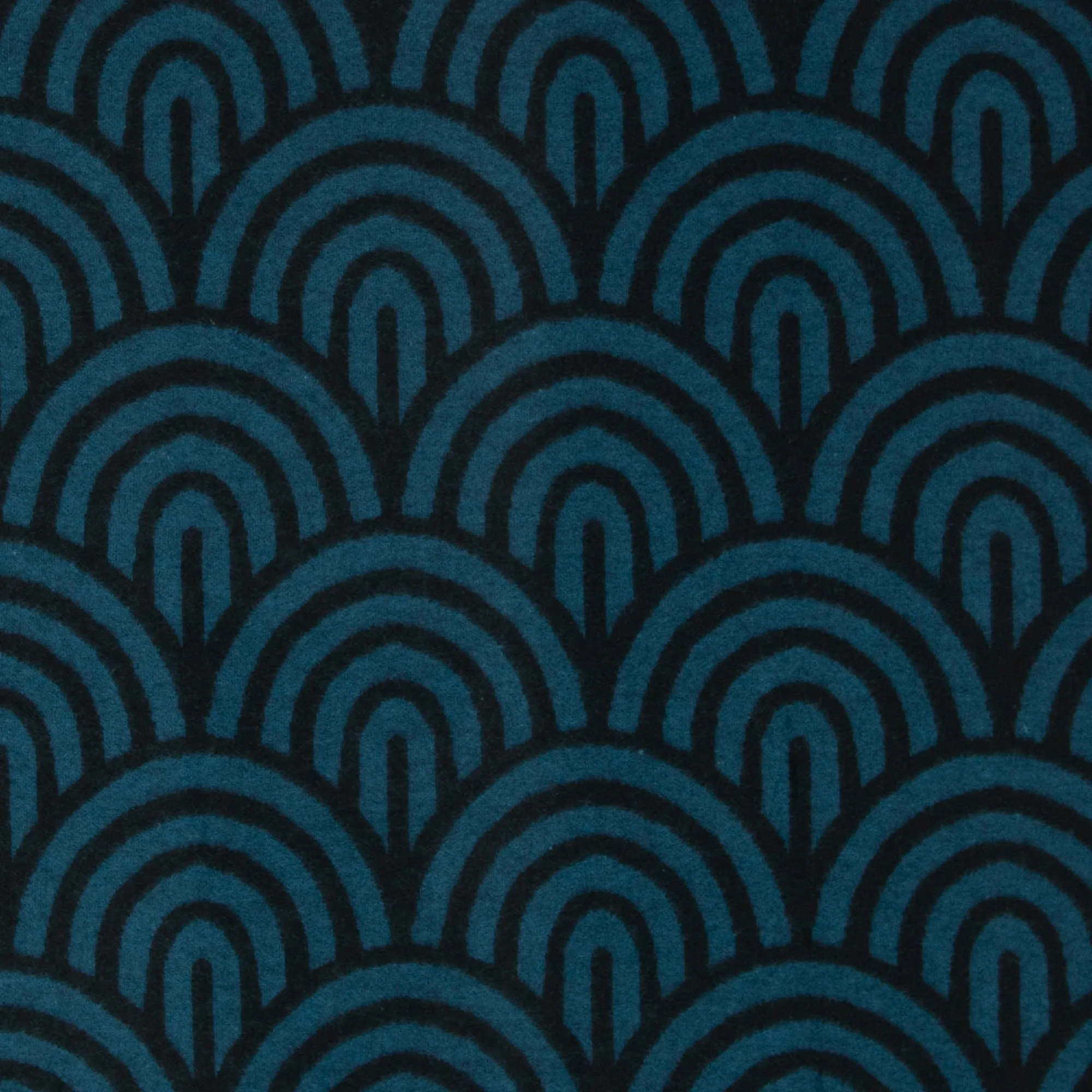 Zachte jacquard tricot blauw met zwarte bogen  'Emily'