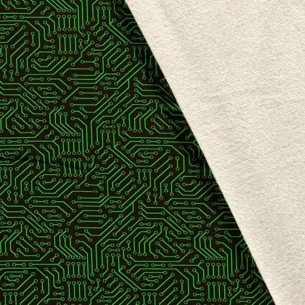 Sweaterstof zwart met neon groene print
