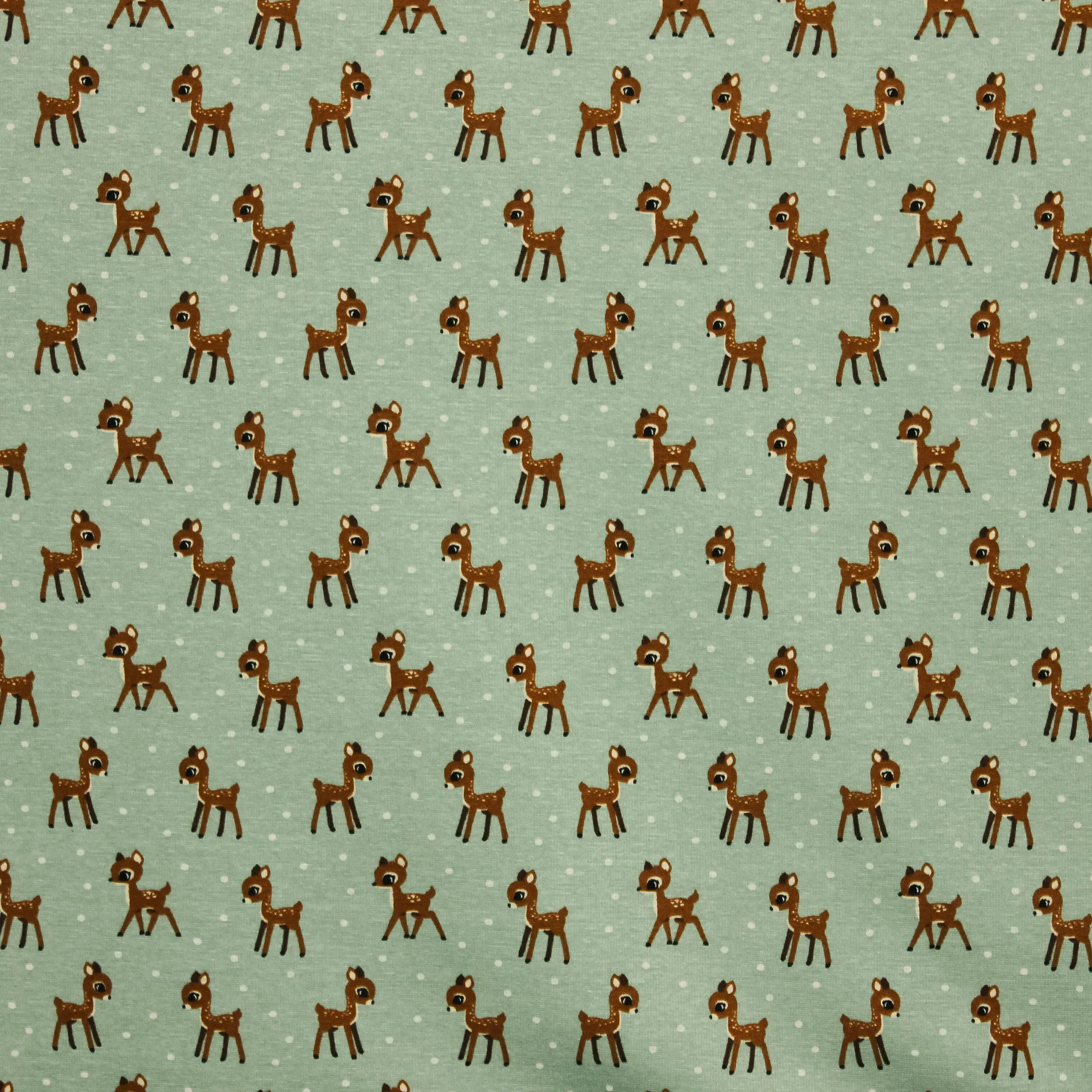 groene polyester katoen met hertjes en zachte achterzijde