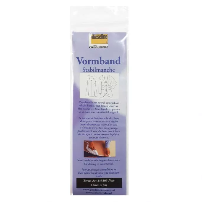 Vormband vlieseline 12 mm x 5 m zwart