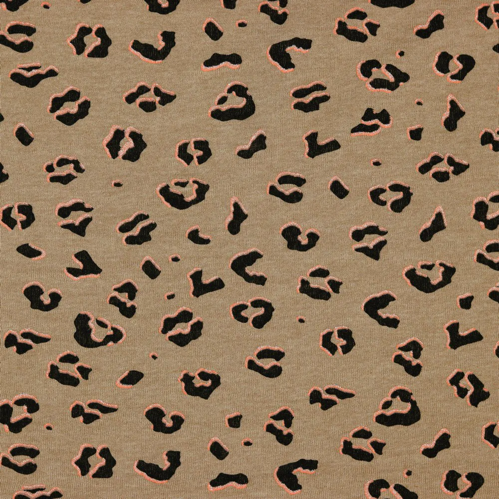 Bruine sweater met panterprint in zwart en glitter van Poppy