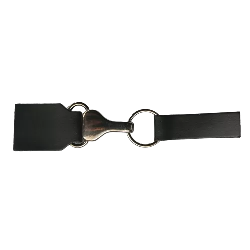 Siersluiting - zwart leder & gun metal sluiting - 14 cm x 3 cm