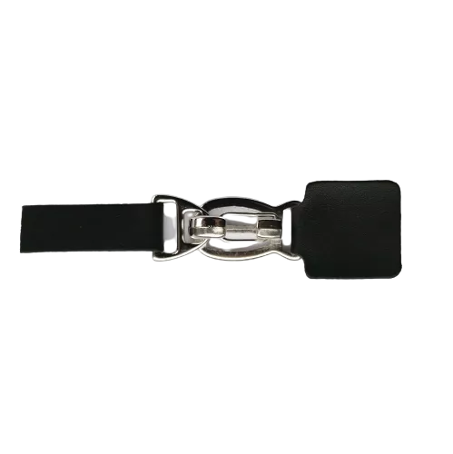 Siersluiting - zwart leder & zilverkleurige sluiting - 13 cm x 3 cm