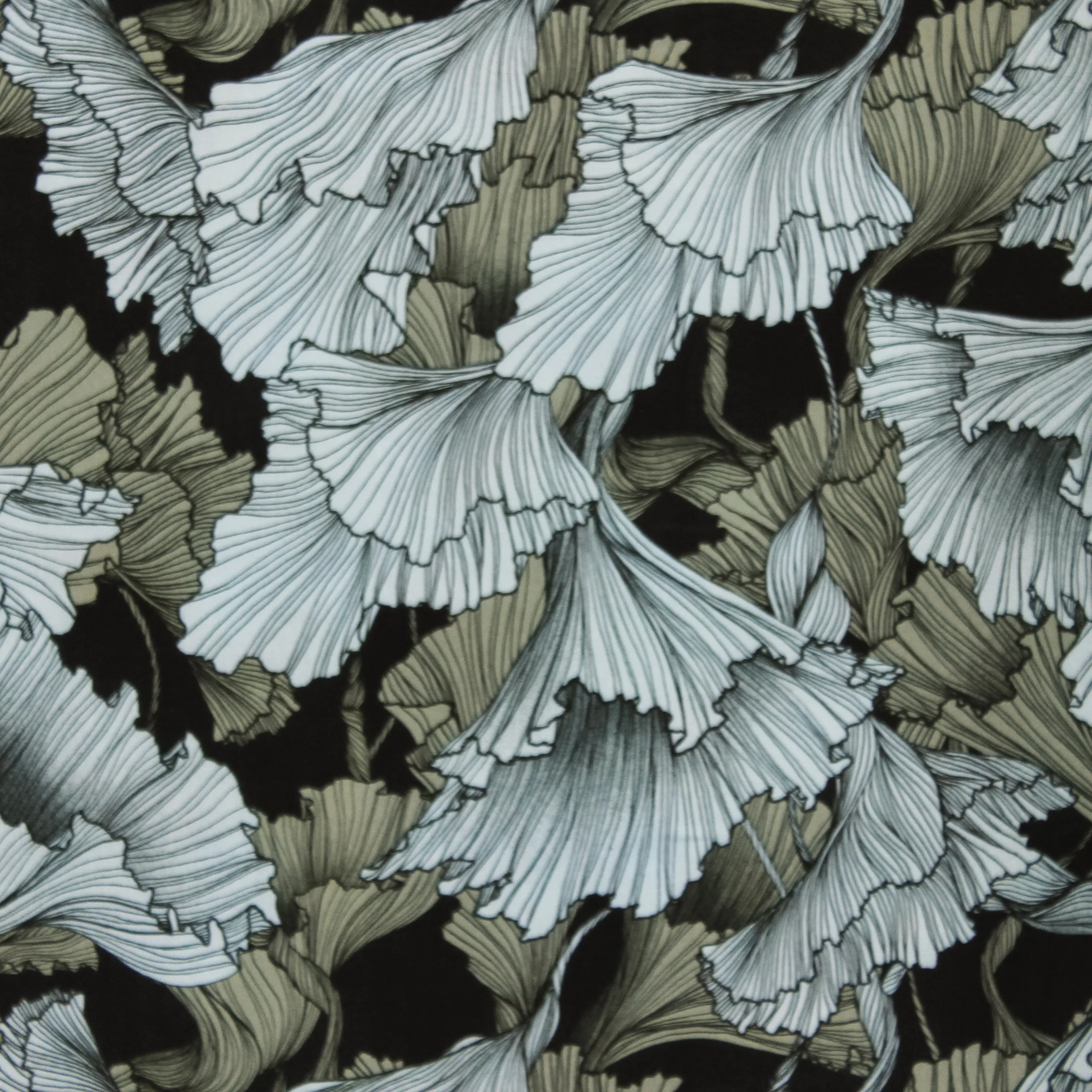 Viscose met zeewier print 'Seaweed Blue'