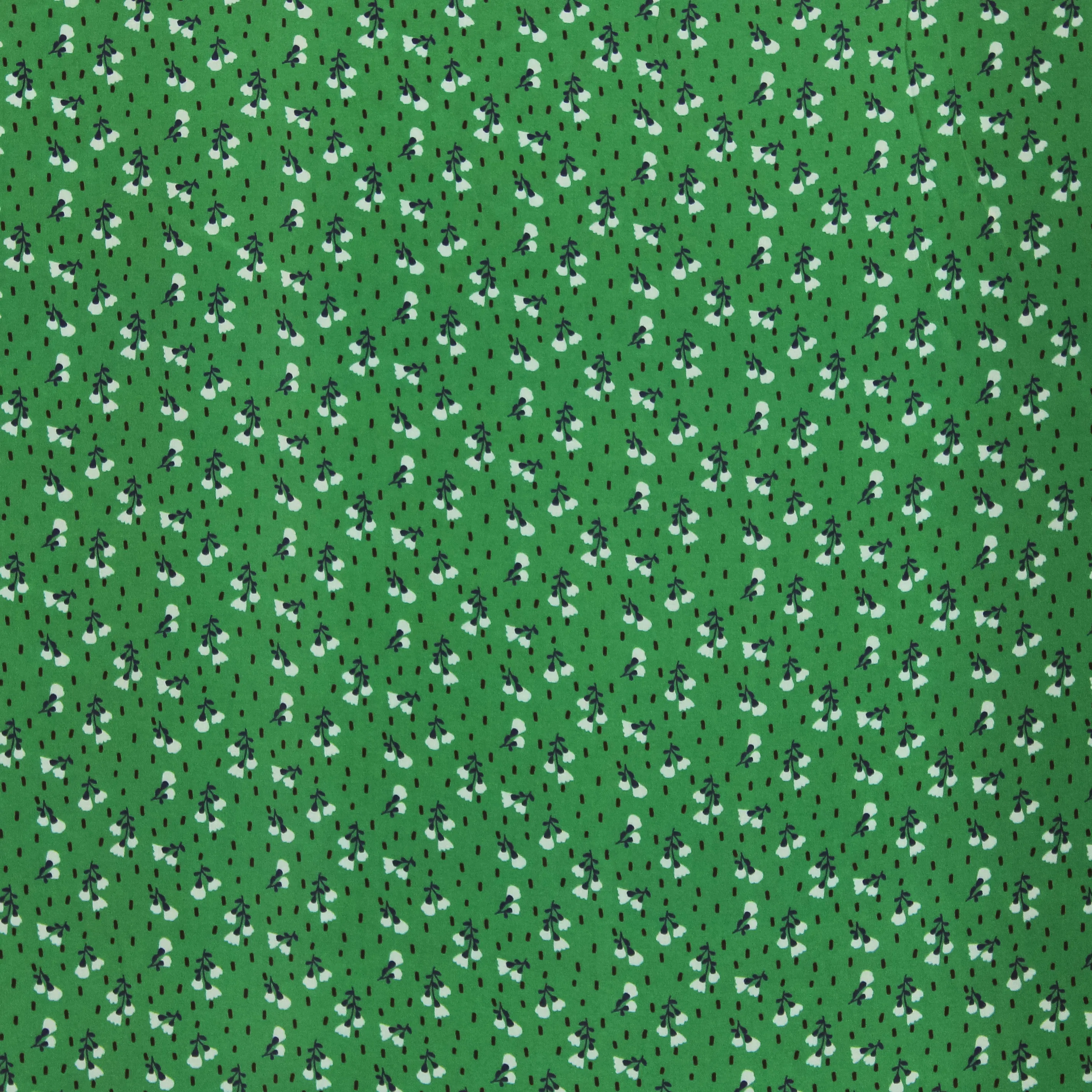 Groene viscose met kleine bloemetjes