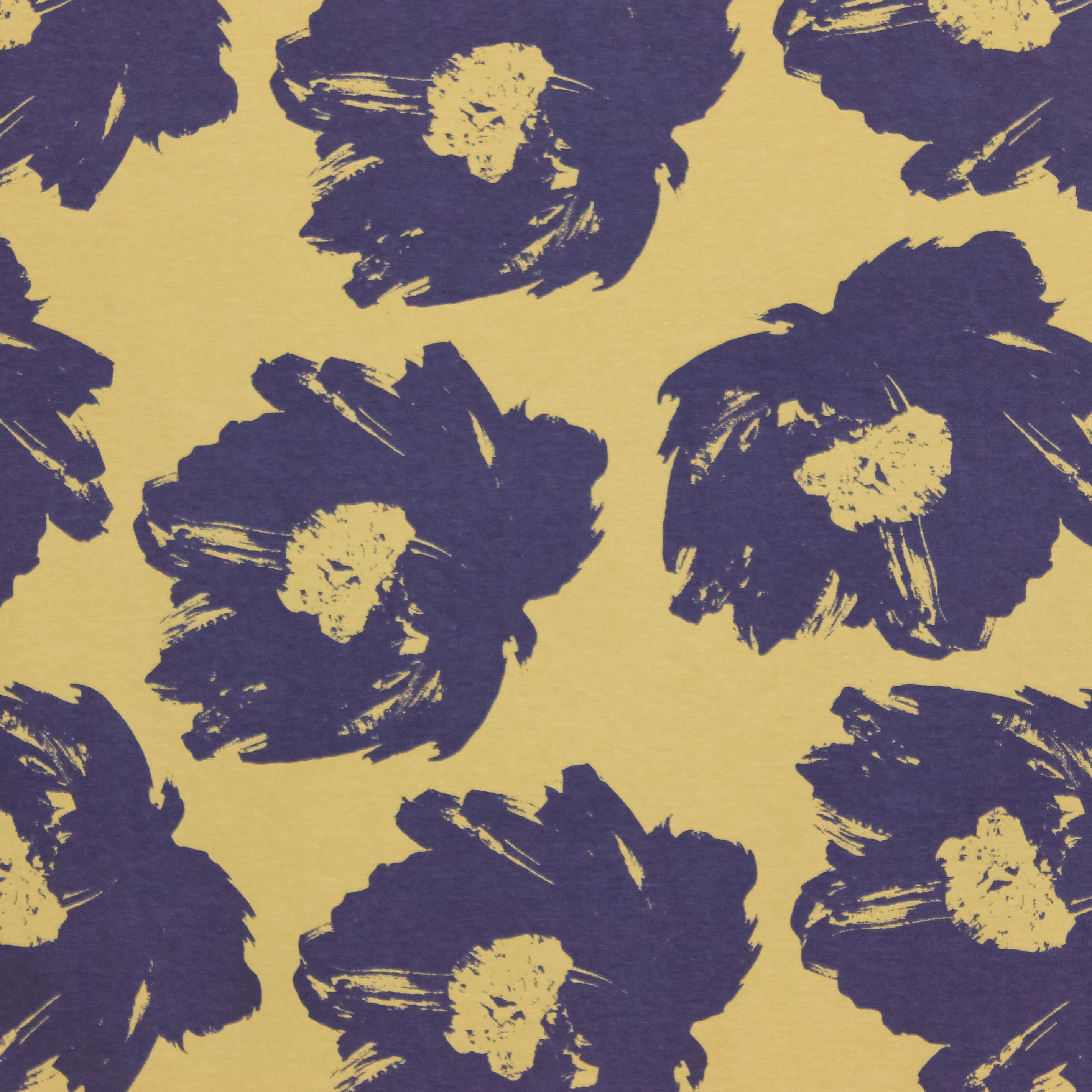 Mosterd Tricot met Grijze Bloemen