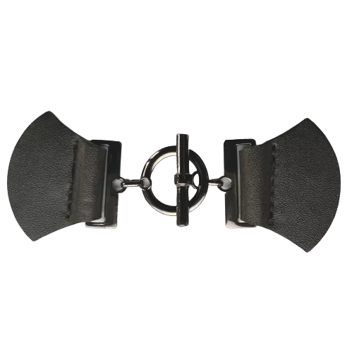 Siersluiting - bruin leder & gunmetal sluiting - 9 cm x 4 cm
