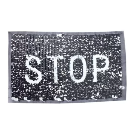 Opnaaibare omkeerbare pailletten applicatie - 'stop / go' zwart/wit - 12,5 x 21,5 cm