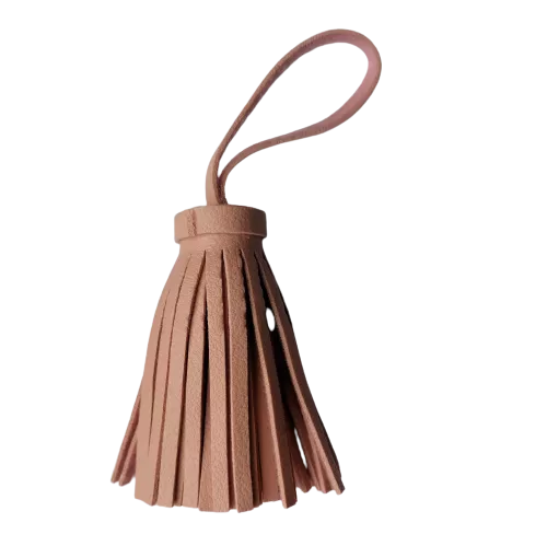 Kwastje in imitatieleder - roze- 6 cm