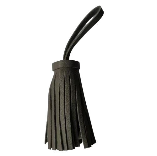Kwastje in imitatieleder - grijs - 6 cm