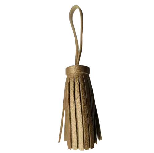 Kwastje in imitatieleder - goud - 6 cm