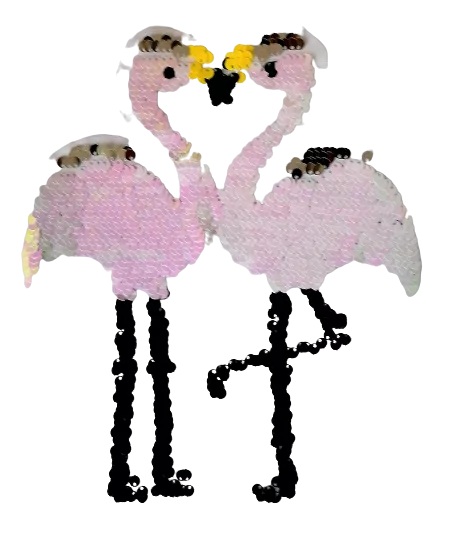 Opnaaibare pailletten applicatie - flamingo's - 23 x 20 cm