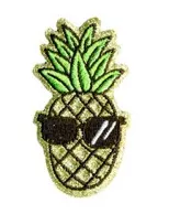 Applicatie - ananas gouden glitter met zonnebril - 3 x 6 cm