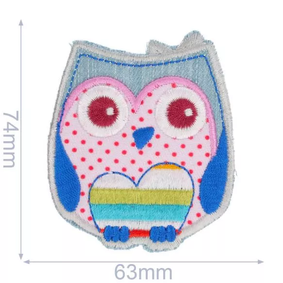 Opstrijkbare applicatie - uil - 7,4 x 6,3 cm