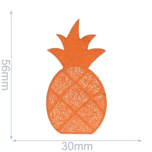 Opstrijkbare applicatie - oranje glitter ananas - 5,6 x 3 cm