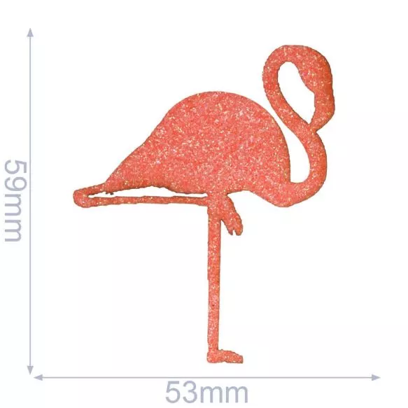 Opstrijkbare applicatie - roze glitter flamingo - 5,9 x 5,3 cm