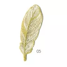 Applicatie - veer beige & goud - 7 x 2 cm