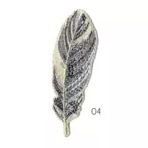 Applicatie - veer grijs & zilver - 7 x 2 cm