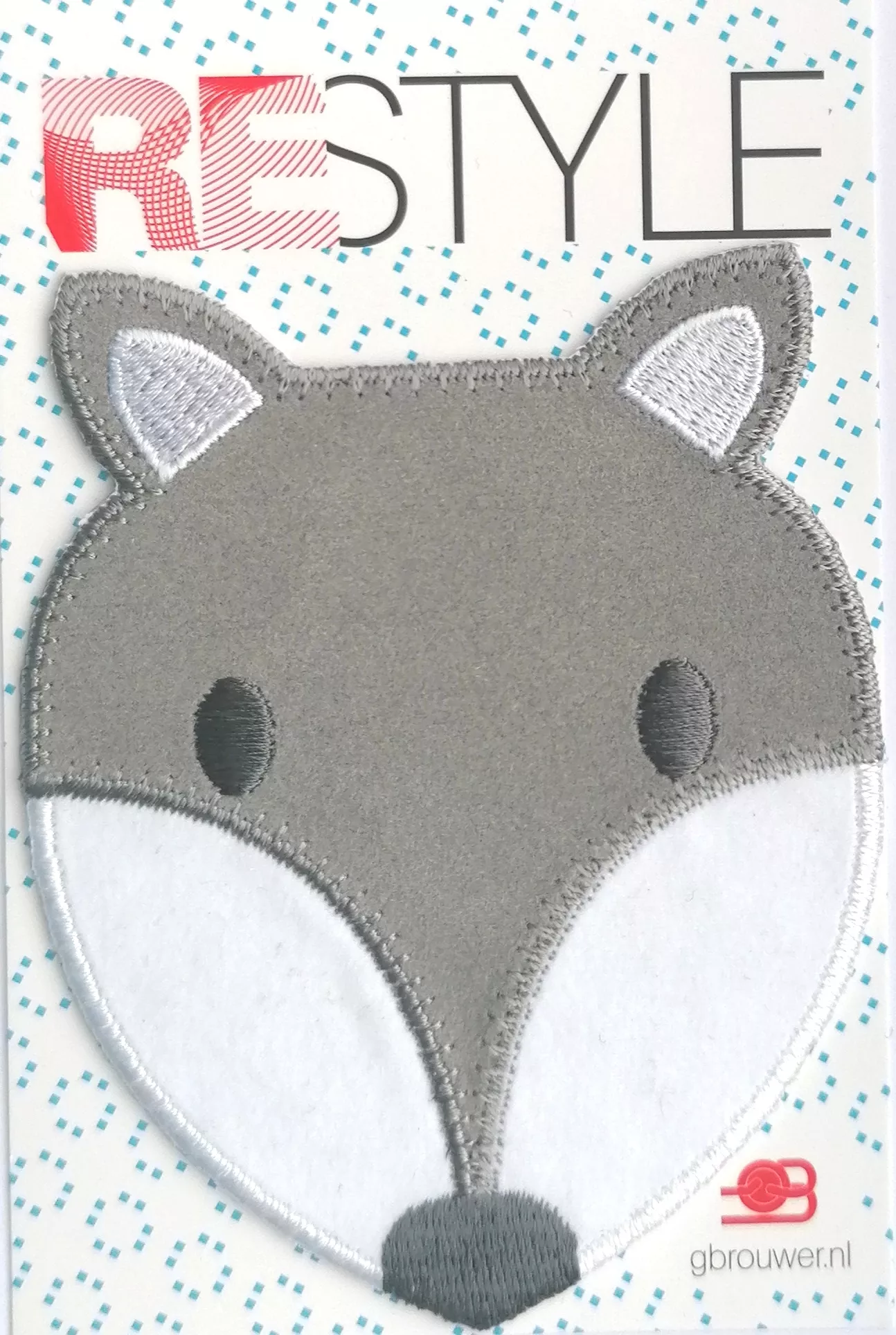 Applicatie - grijze vos - 8,5 x 7 cm
