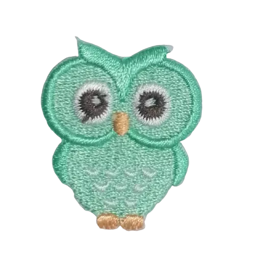 Applicatie - lichtgroene uil - 3,5 x 3 cm