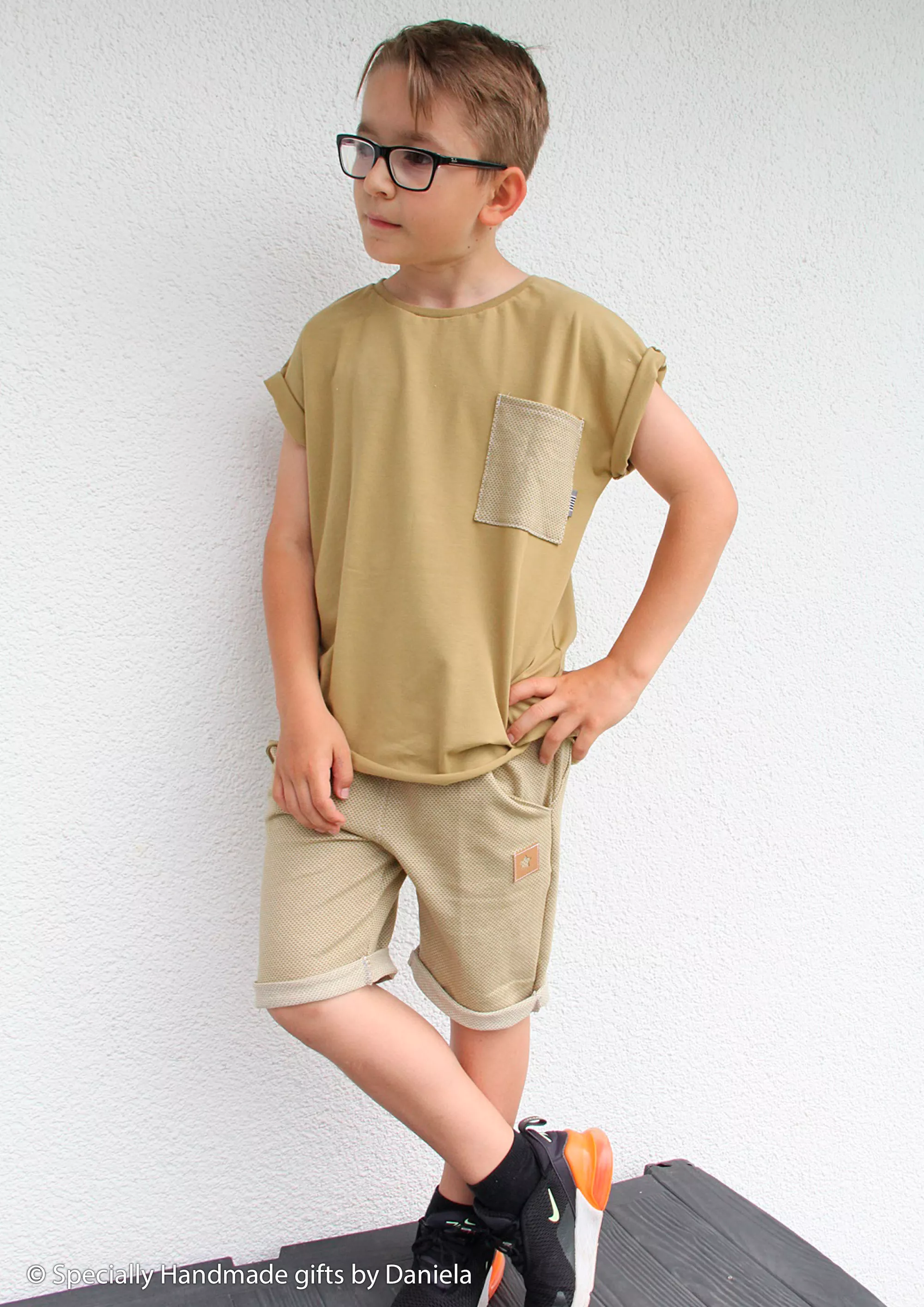Jacquard Jersey 'Leroy' geelbruin
