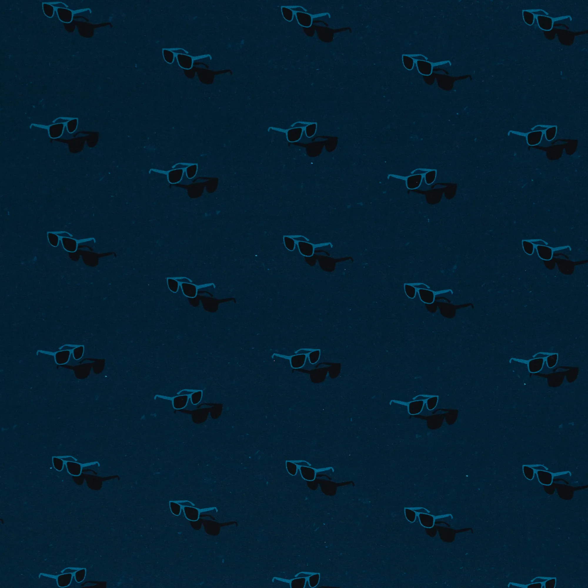 Blauwe tricot met zonnebrillen, 'Sunglasses by Thorsten Berger'