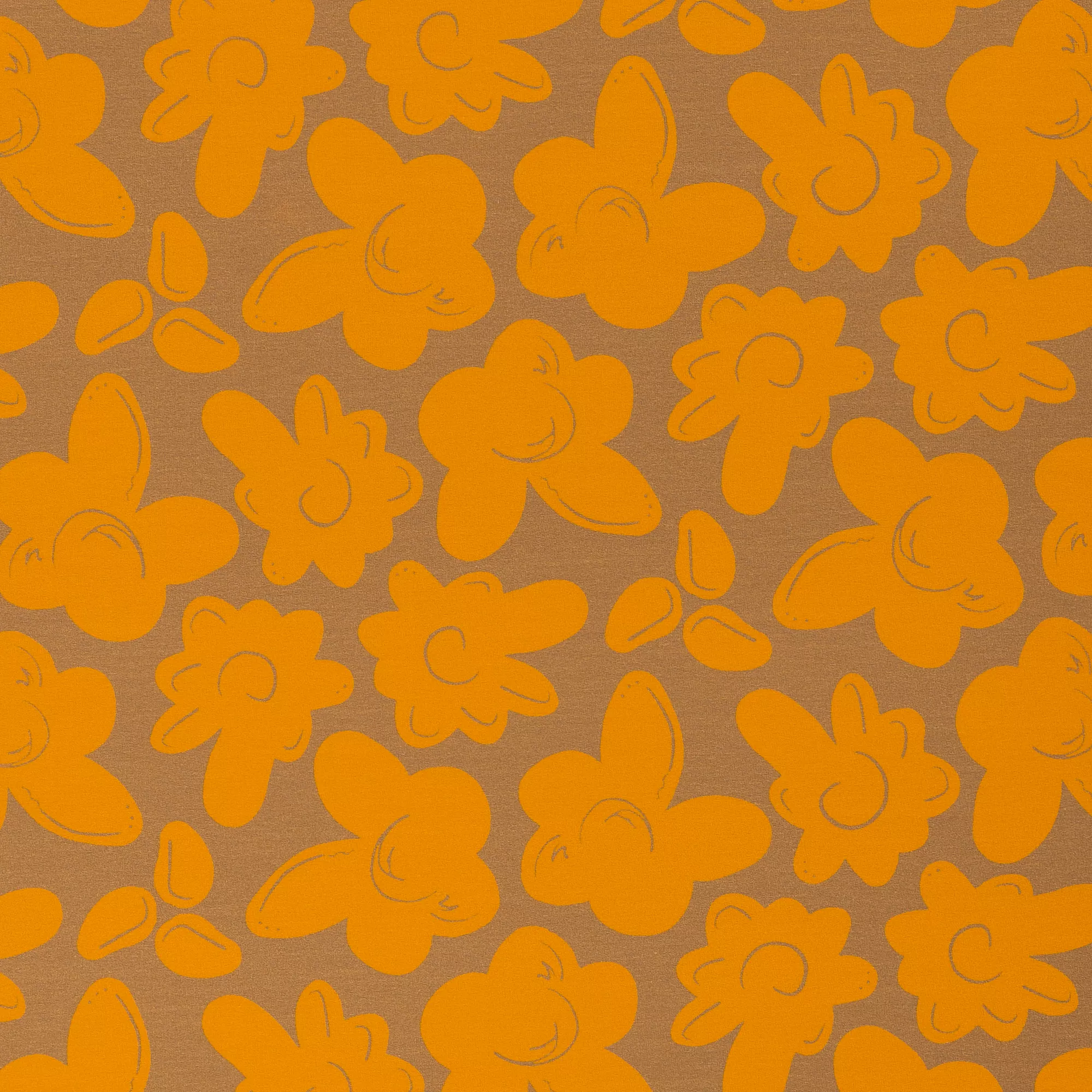 Mosterd french terry met bloemen 'Balance by Cherry Picking'