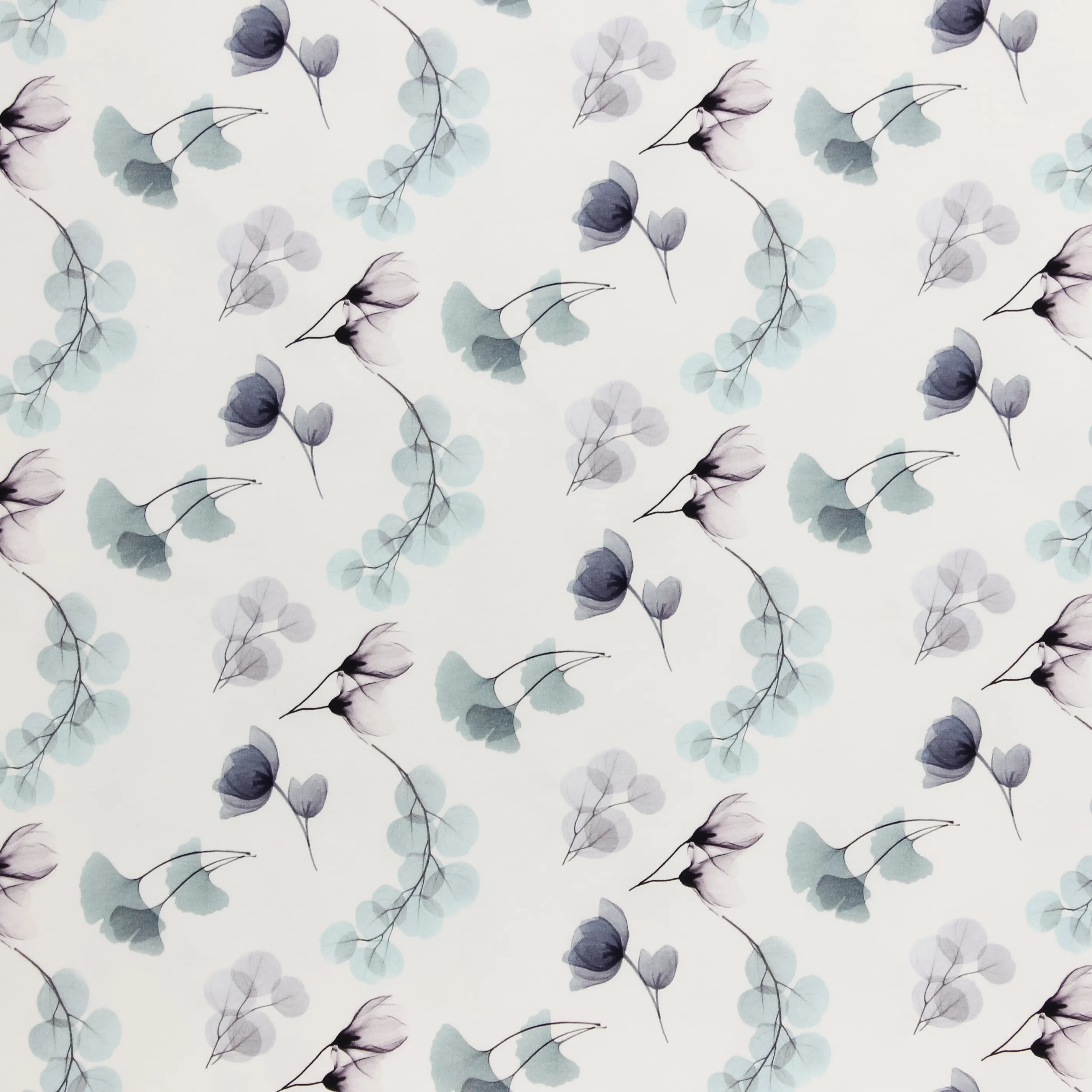 Witte french terry met bloemen