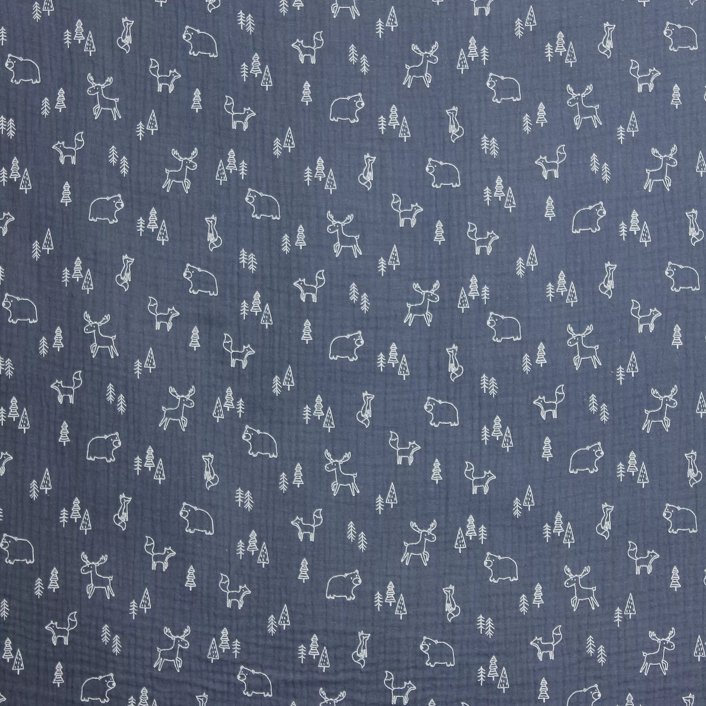 Blauwe double gauze met dieren van Poppy