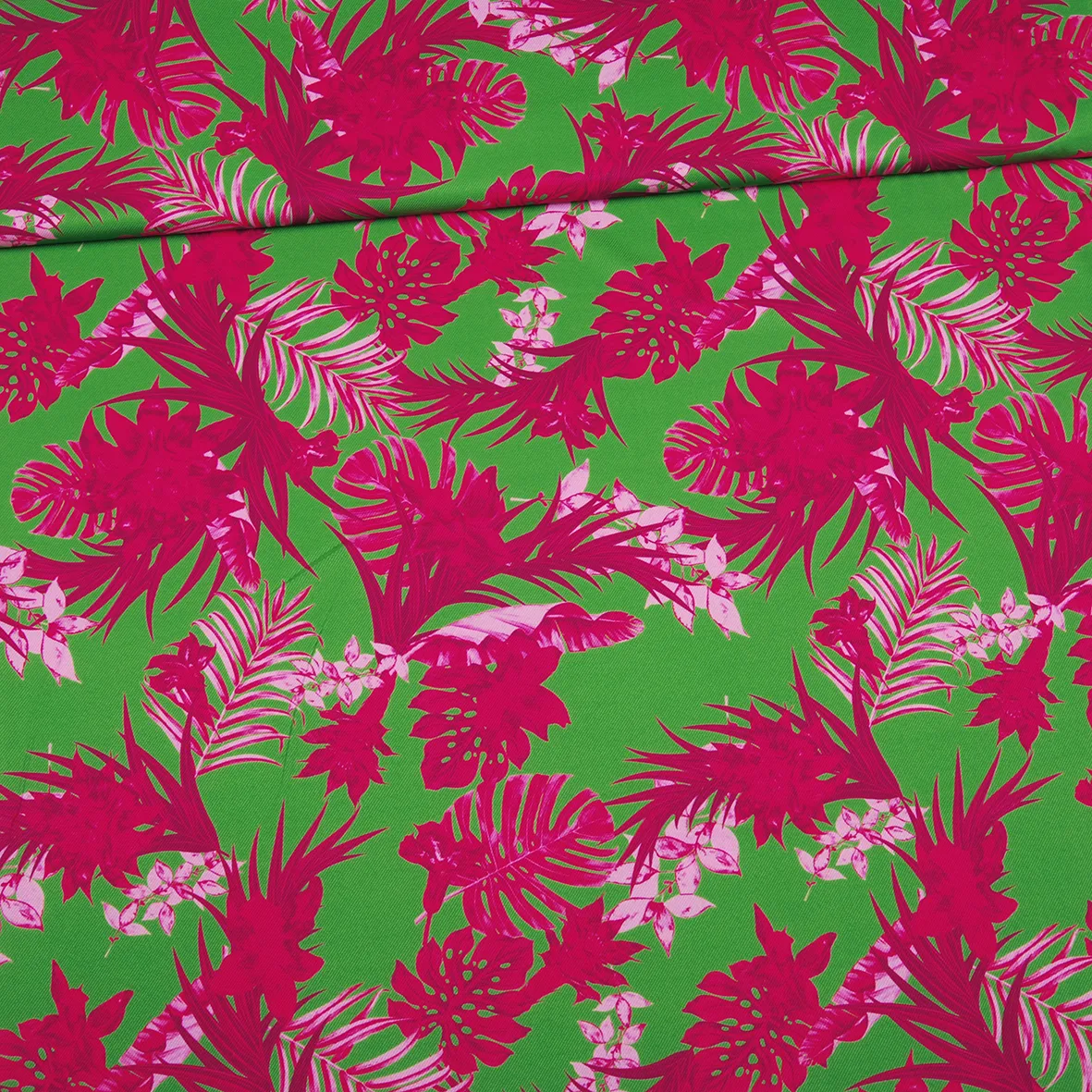 Fijne polyester elasthane met exotische bloemen