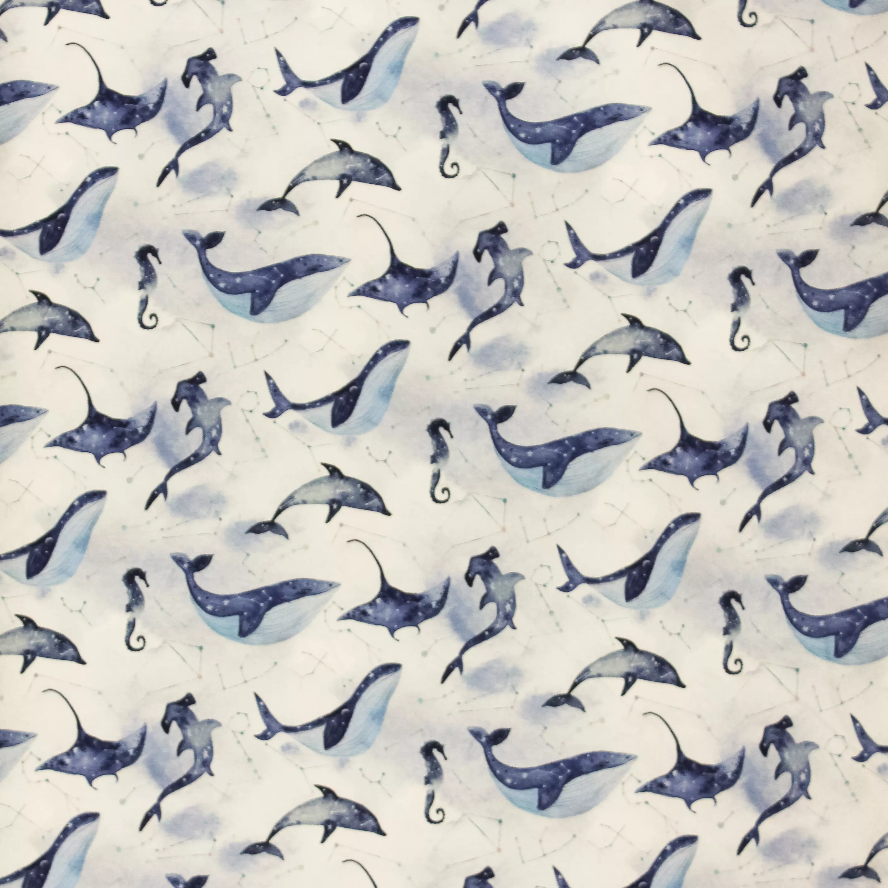 Witte French Terry met Zeedieren en Sterrenbeelden van Poppy
