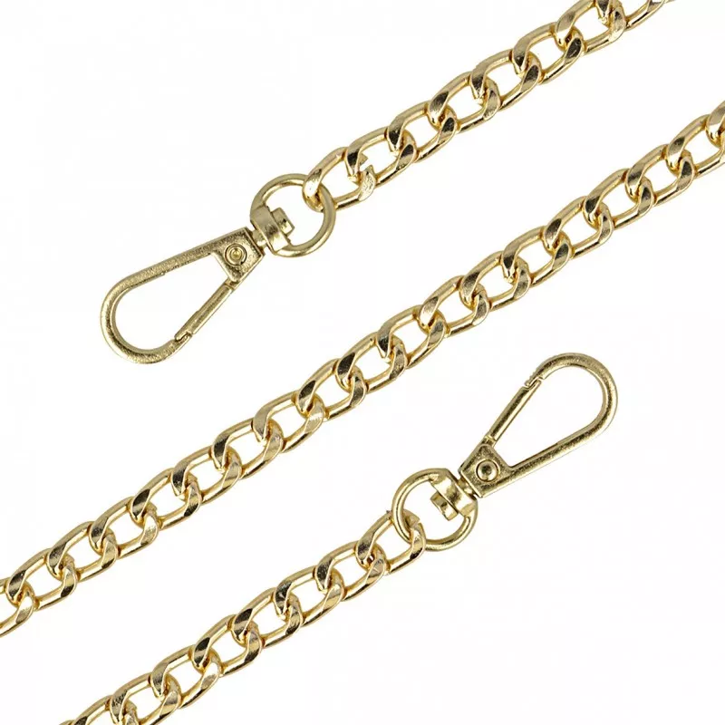 Metalen ketting voor tassen met musketonhaken - goudkleur - 90 cm