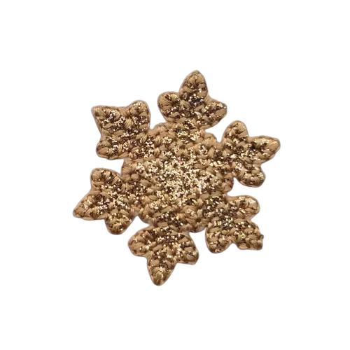 Applicatie - sneeuwvlok goud glitter - 3,5 cm