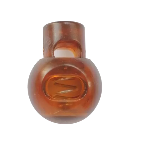 Koordstopper plastic rond 20 mm - transparant bruin 'cola'