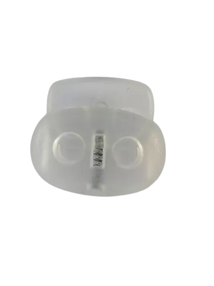 Koordstopper plastic 2 gaten - ovaal 20 mm - transparant