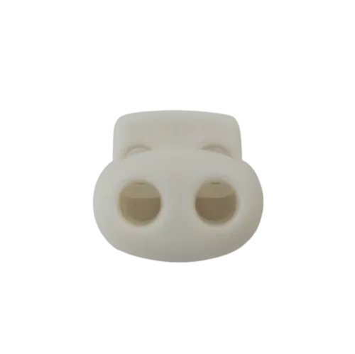 Koordstopper plastic 2 gaten - ovaal 18 mm - wit