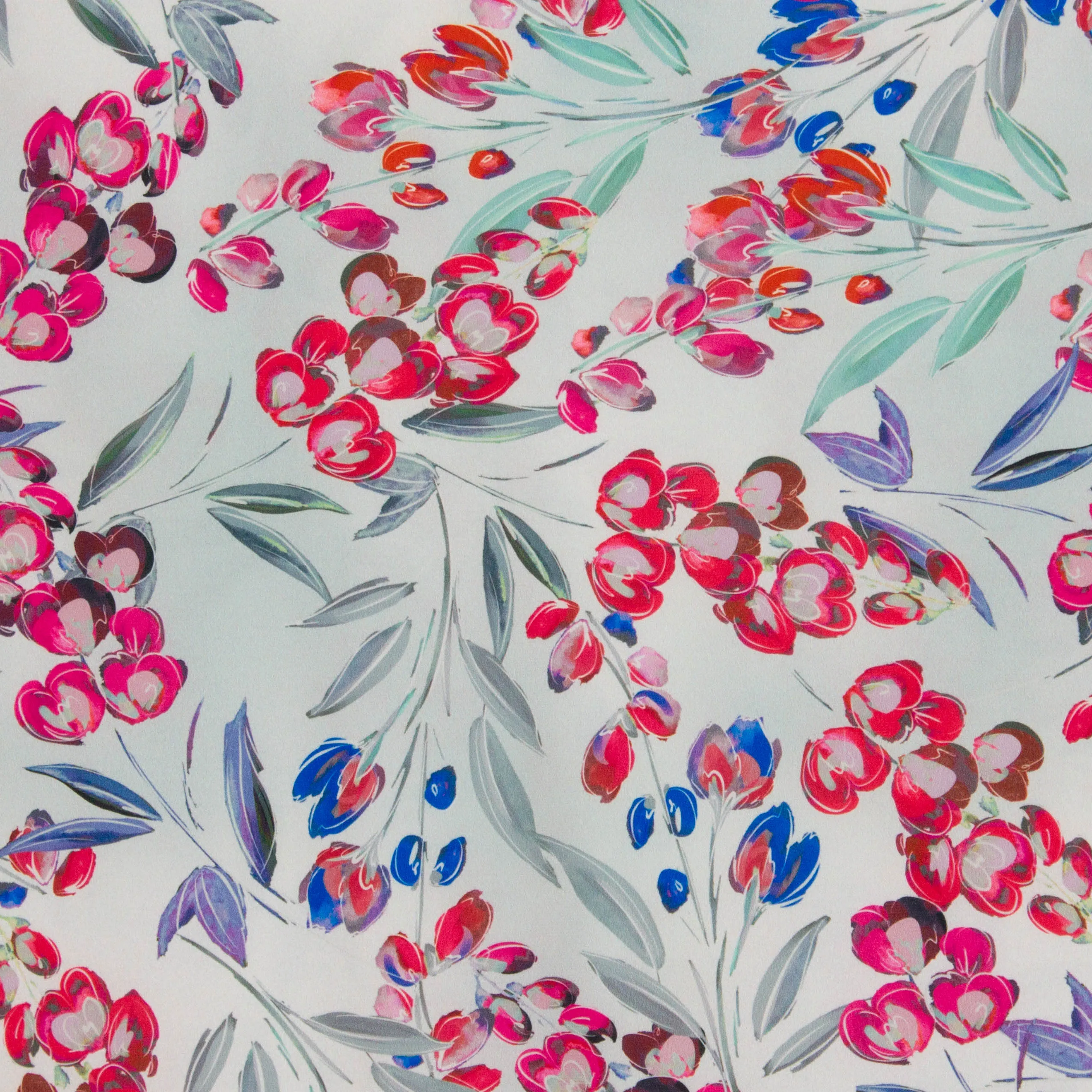 Viscose polyester tricot grijs met bloemen