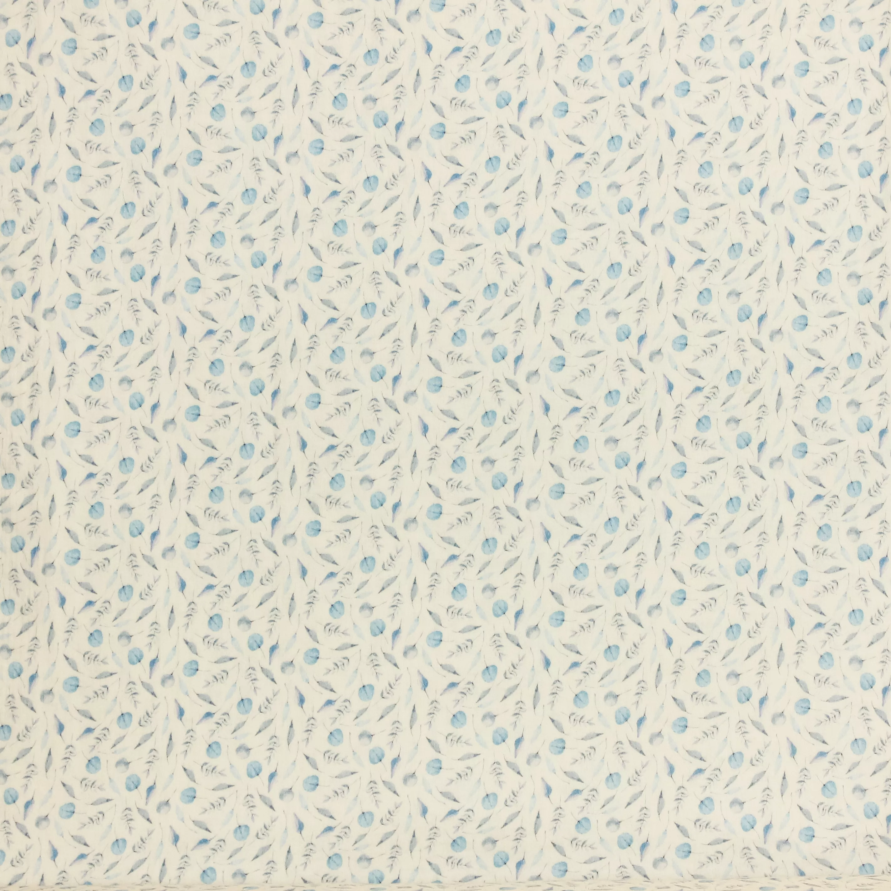 Witte tetra katoen met blauwe blaadjes