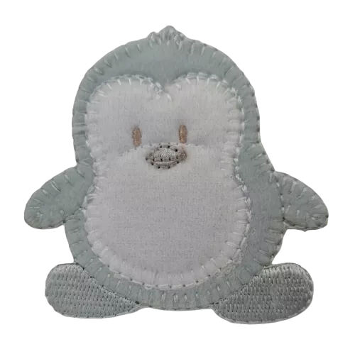 Applicatie - grijze pinguïn - 7 x 6,5 cm