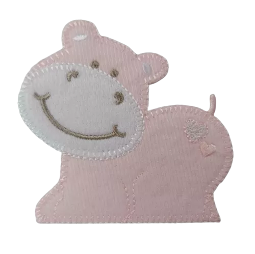Applicatie - baby roze nijlpaard - 7 x 7 cm