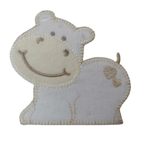 Applicatie - baby wit nijlpaard - 7 x 7 cm