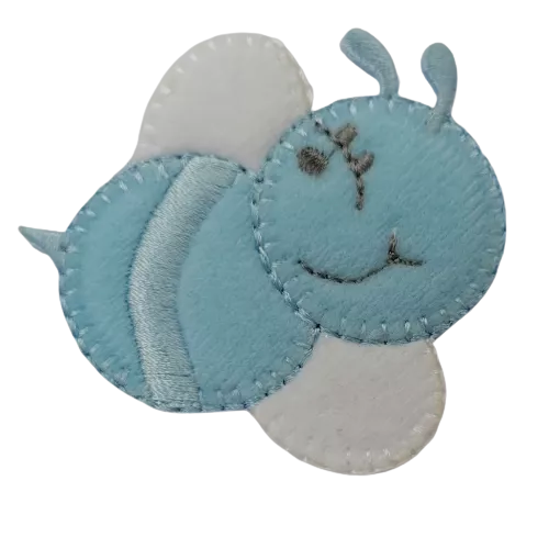 Applicatie - baby blauw bijtje - 5,5 x 5,5 cm