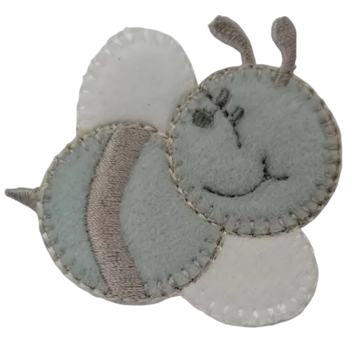 Applicatie - baby grijs bijtje - 5,5 x 5,5 cm